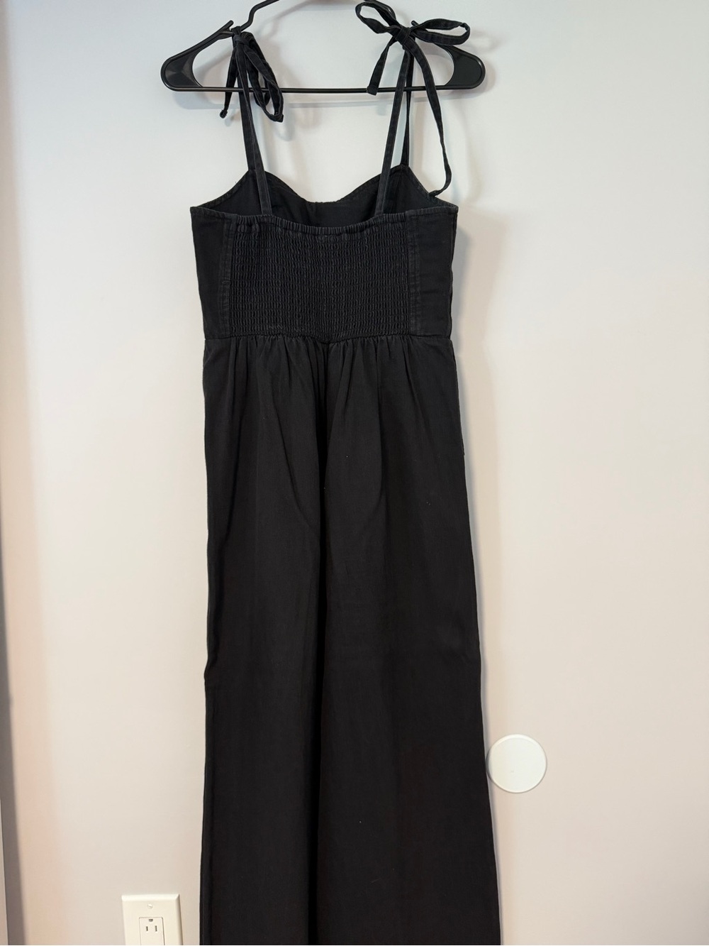 Old Navy Black Tie-Shoulder Smocked Jumpsuit